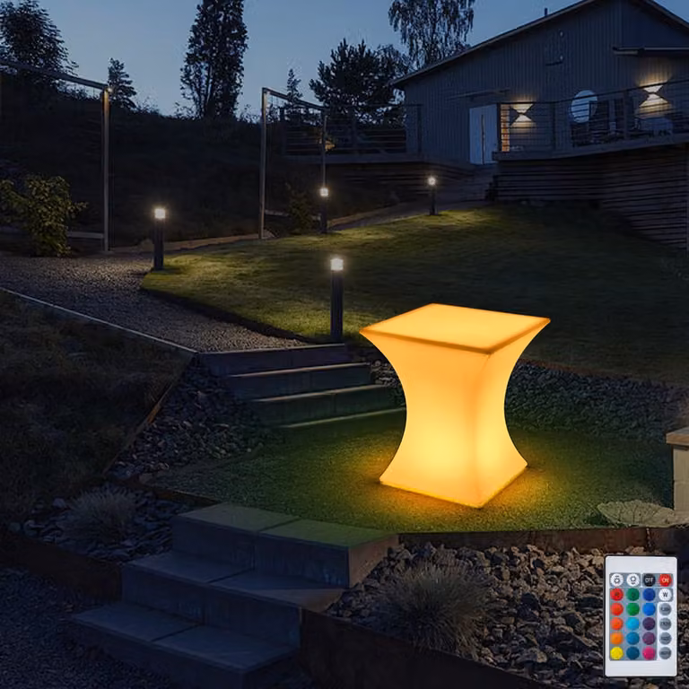 LED Giardino Luce Luminosa Poltrona Tavolo Economico con Telecomando. Ricaricabile RGBW Luminosità regolabile Nuovi mobili Chic LED YXF-5361