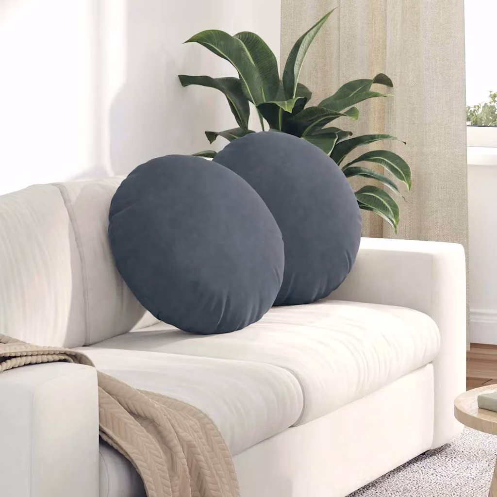 Set di 2 cuscini per seduta rotondi vidaXL in velluto grigio scuro Ø50 x 19 cm