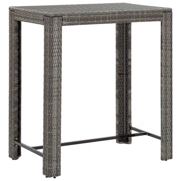 vidaXL Tavolo bar da giardino grigio 100x60,5x110,5 cm in poly rattan