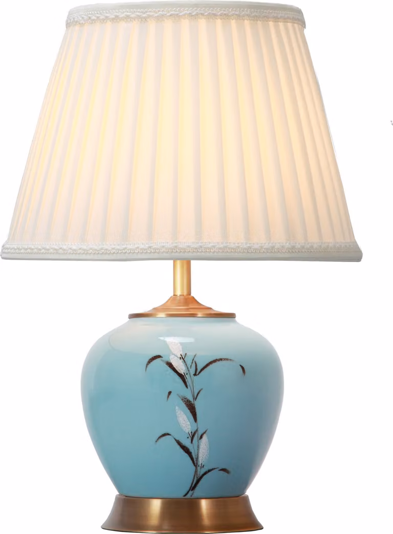 Fine Asianliving Lampada da tavolo cinese in porcellana con paralume E27 Lampada da tavolo orientale in Vetroceramica Lampade da comodino camera da letto soggiorno