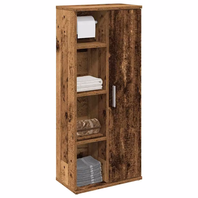 Mobile da bagno vidaXL in legno color marrone con portarotolo e ripiani H: 90 cm, L: 39 cm, P: 22 cm