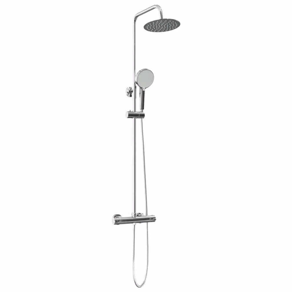 Set di Sistema Doccia Termostatico vidaXL con Colonna Rigida e Doccetta, Acciaio Inox, Cromato, L/P/H: 27 x 46 x 123 cm – 2