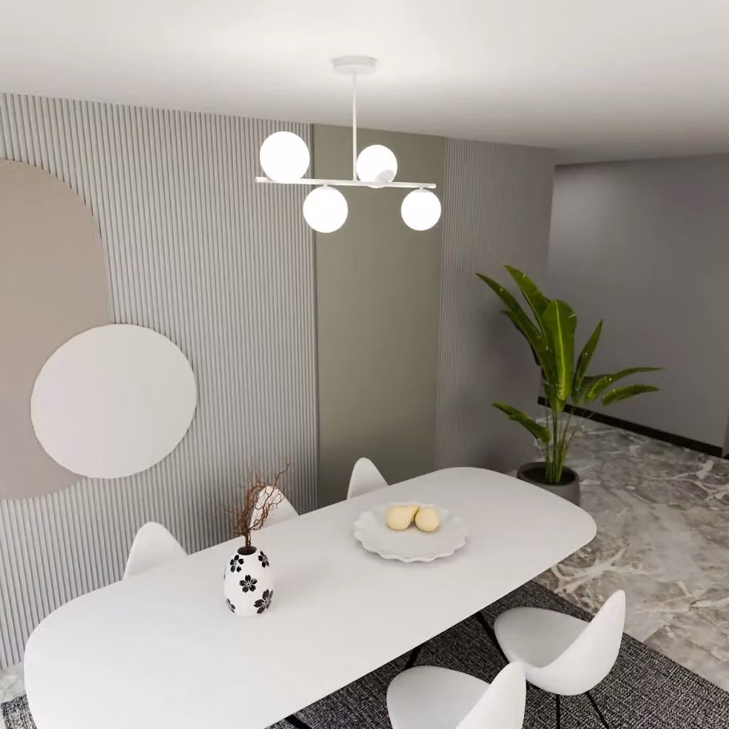 Plafoniera Moderna Mahadeva Luceart-Classic in Acciaio Bianco con 4 Luci E14 – 2