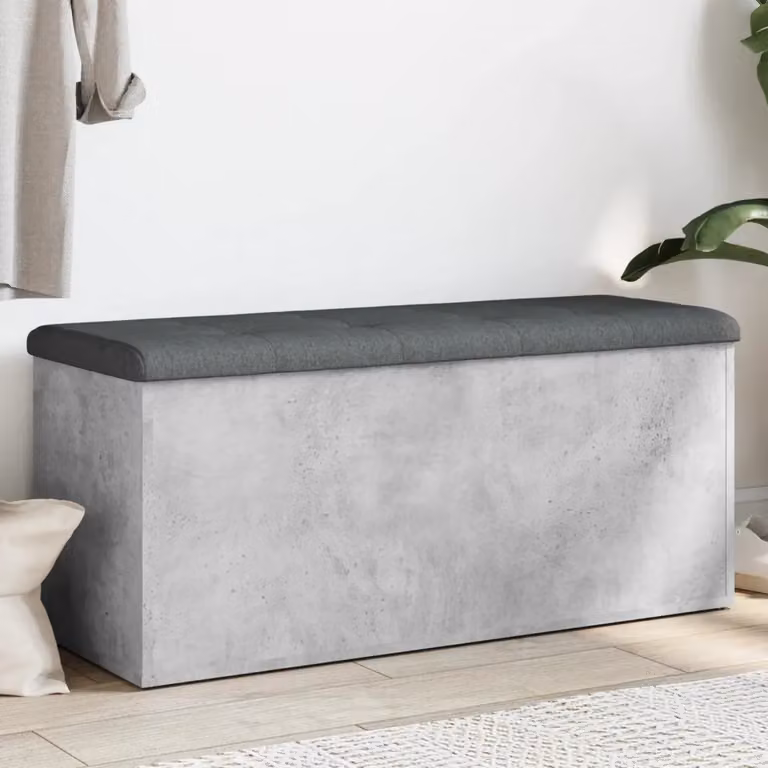 vidaXL Panca Porta Scarpe Moderna Grigia in Legno e Tessuto L: 102 cm, P: 42 cm, H: 45 cm