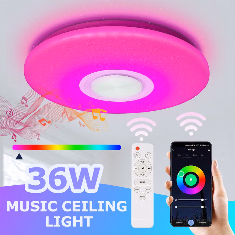Jopassy 36W Plafoniera LED con effetto cielo stellato per il bagno, lampada da bagno, musica Bluetooth e telecomando