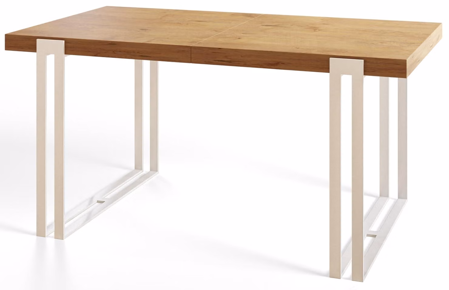 Tavolo da pranzo rettangolare allungabile rosa, tavolo da soggiorno moderno 140-240 x 80 x 77 cm, Lancelot con gambe in metallo bianco