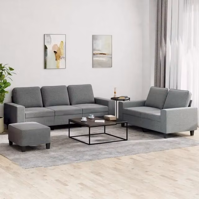 Set di Divani 3 pz Grigio Scuro in Tessuto 3201907