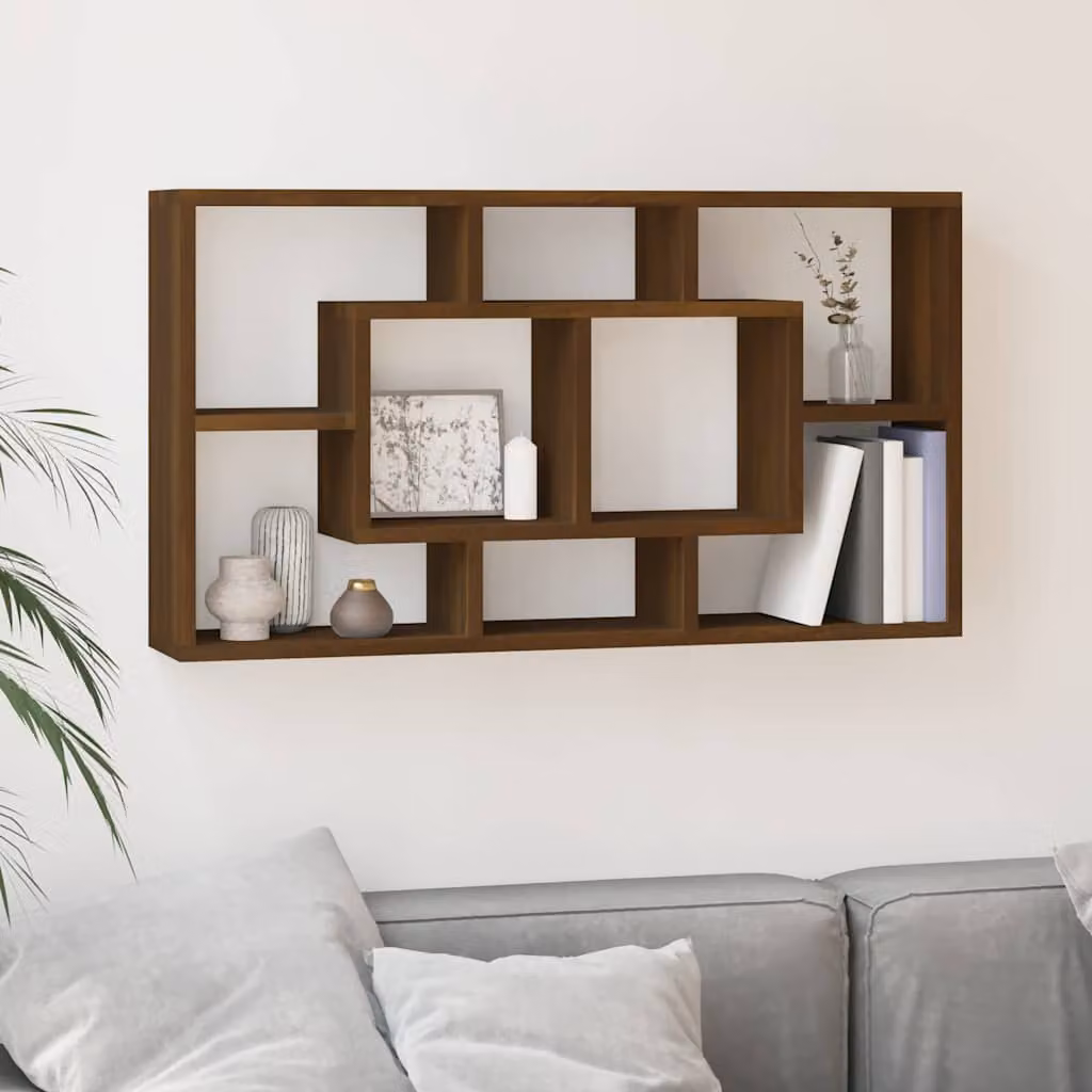 vidaXL Scaffale a Muro Moderno con 8 Scomparti in Rovere Marrone