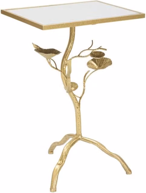 Tavolinetto Tisty Mauro Ferretti con piano in vetro e struttura oro L 40 cm, P 30 cm, H 60 cm