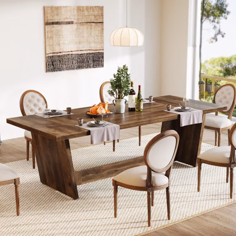 Tavolo da pranzo Tribesigns, tavolo da cucina industriale per 6-8 persone, 180 x 79 x 75 cm, tavolo da pranzo rettangolare per sala da pranzo, cucina, soggiorno, marrone