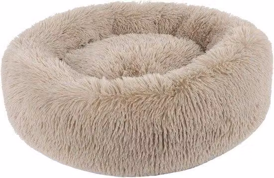 Cuccia a ciambella per cani Kuschel, 60 cm, marrone, antistress, in peluche, lavabile