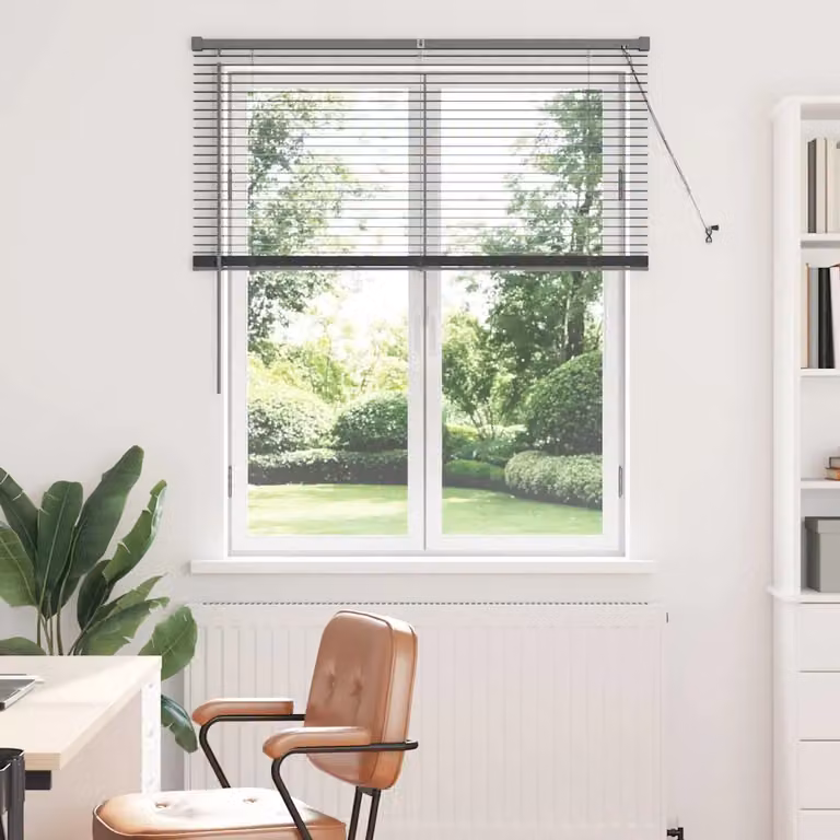 Tenda Veneziana vidaXL in Alluminio Grigio, L: 130 cm x H: 120 cm, con Lamelle da 25 mm