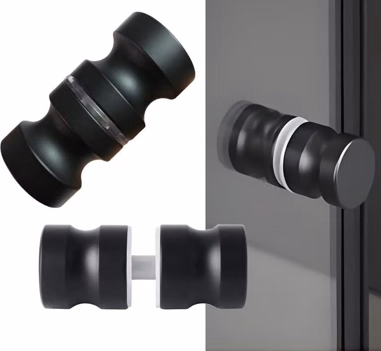 Maniglie per porta doccia in acciaio inossidabile, colore nero, confezione da 2 pezzi, dimensioni 30 x 60 mm, adatte per bagno e cucina