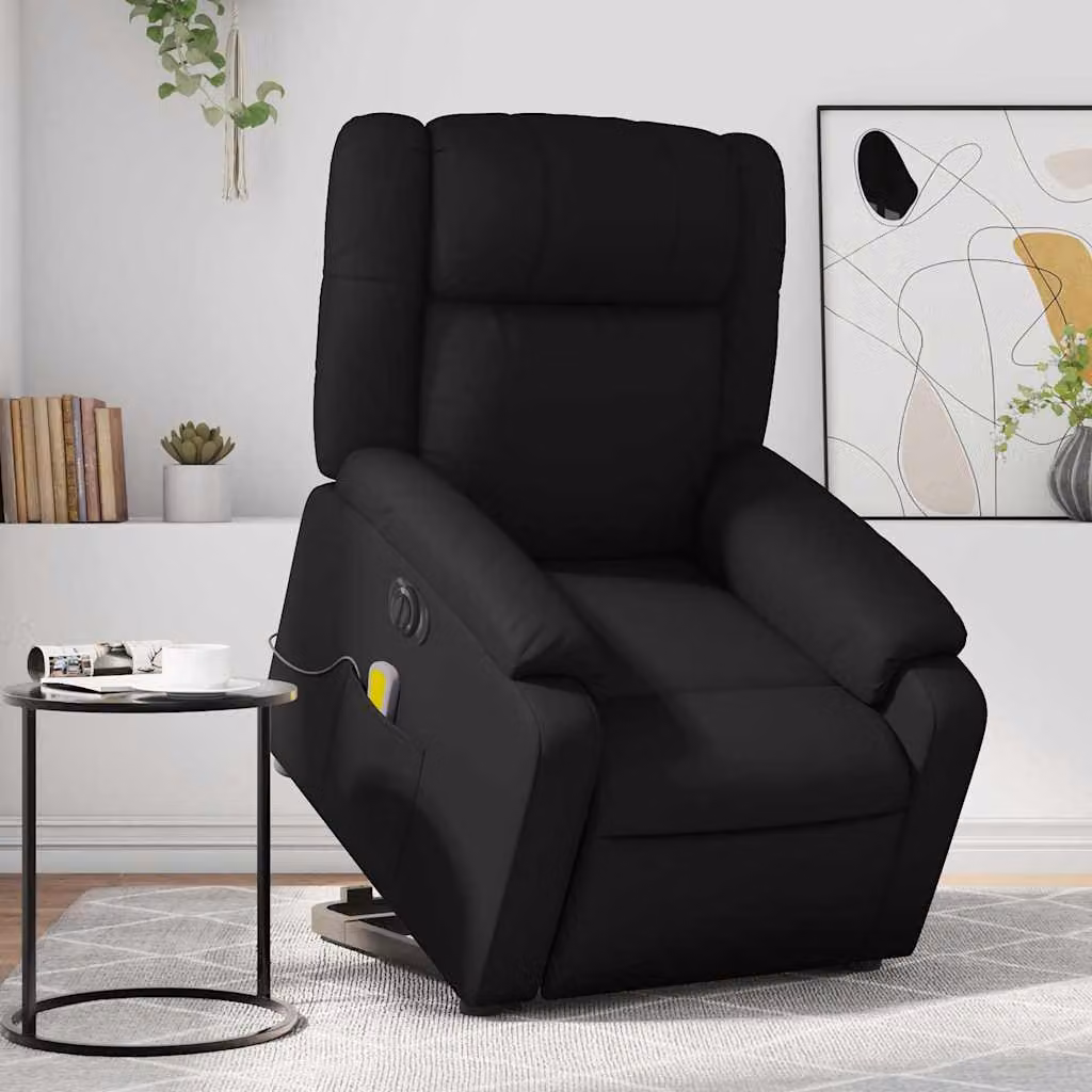 Poltrona Alzapersona Massaggiante Elettrica vidaXL in Similpelle Nera con Supporto per Senior – 1