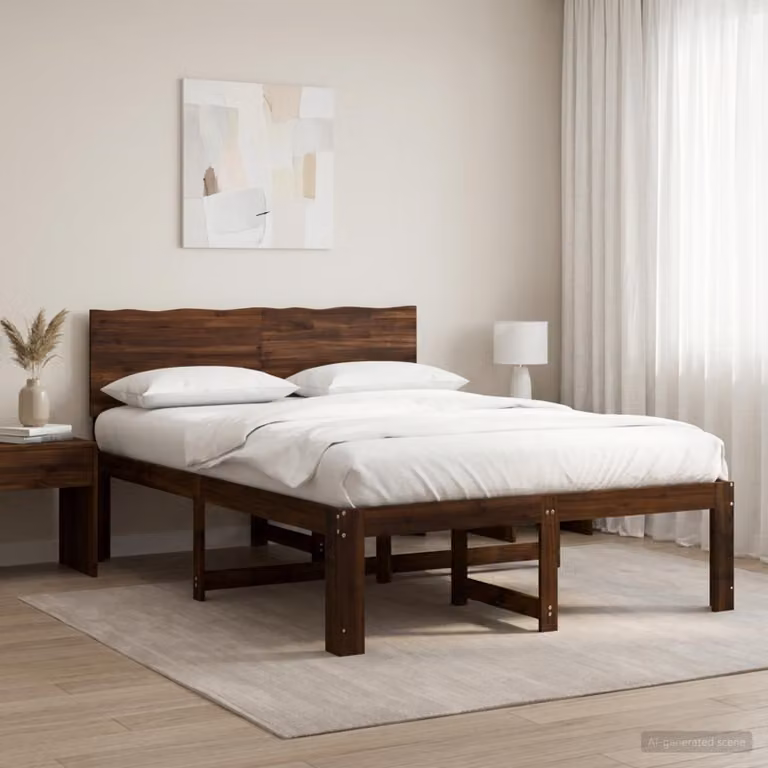 Letto matrimoniale con testiera vidaXL ROSTOCK in legno di acacia marrone scuro L/P/H: 205.5 x 124.0 x 140.0 cm
