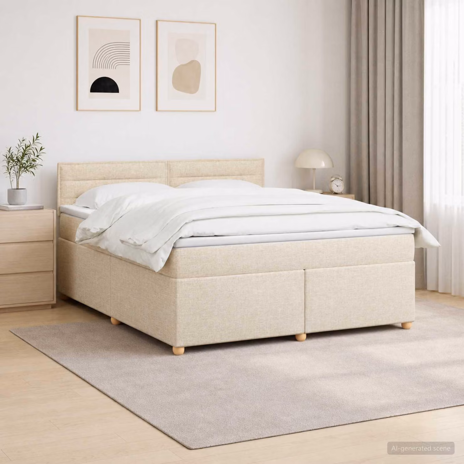 Maison Exclusive - Letto boxspring con materasso Crema 140 x 200 cm Tessuto