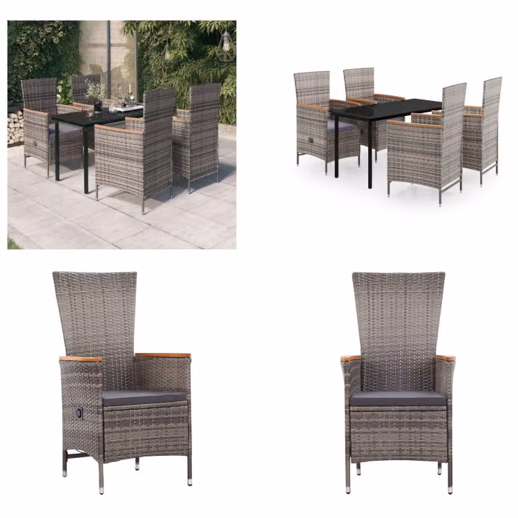 vidaXL Set da pranzo da giardino 5 pezzi con cuscini grigio - Set da pranzo da giardino - Set da pranzo da giardino - Set di mobili da giardino - Set di mobili da giardino