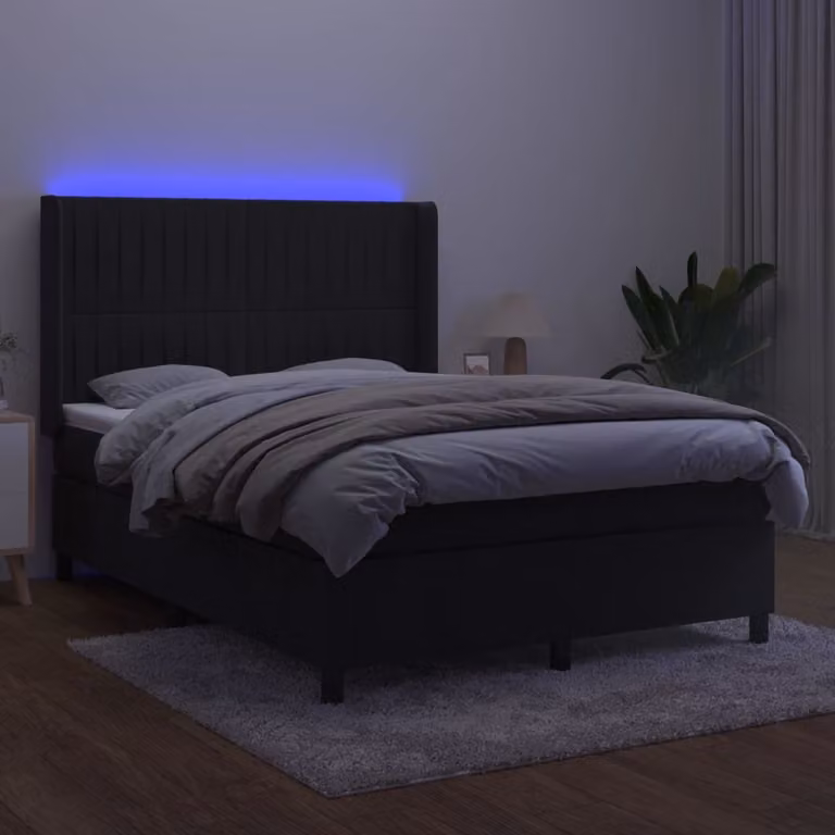 Maison Exclusive - Letto a Molle con Materasso e LED Nero 140x200 cm in Velluto