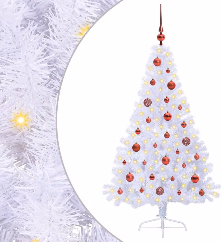 Albero di Natale artificiale Bianco 150 cm PVC e Acciaio