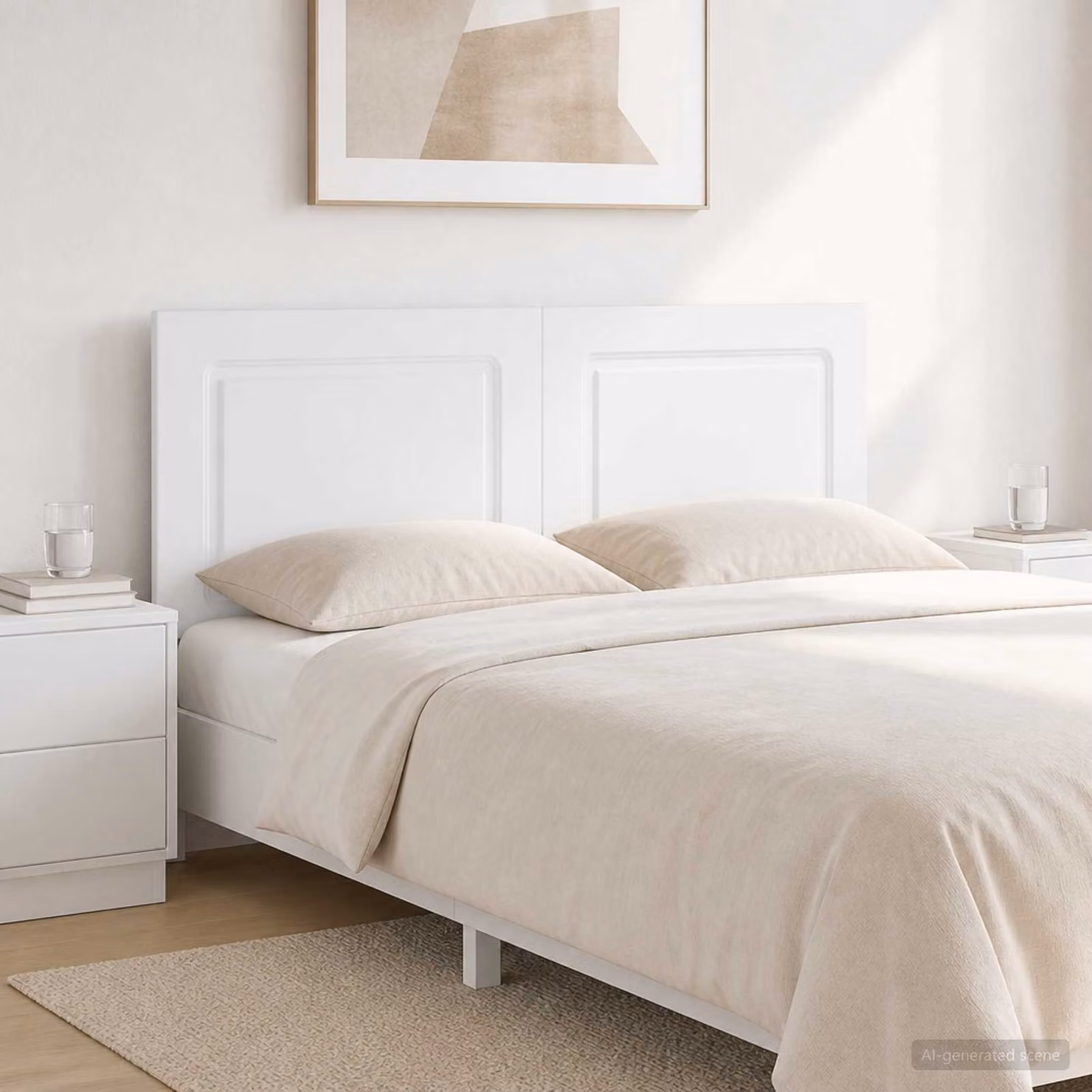 Testiera da muro moderna vidaXL UTRECHT in legno ingegnerizzato bianco con design a righe L 123 cm x H 50 cm x P 10,5 cm