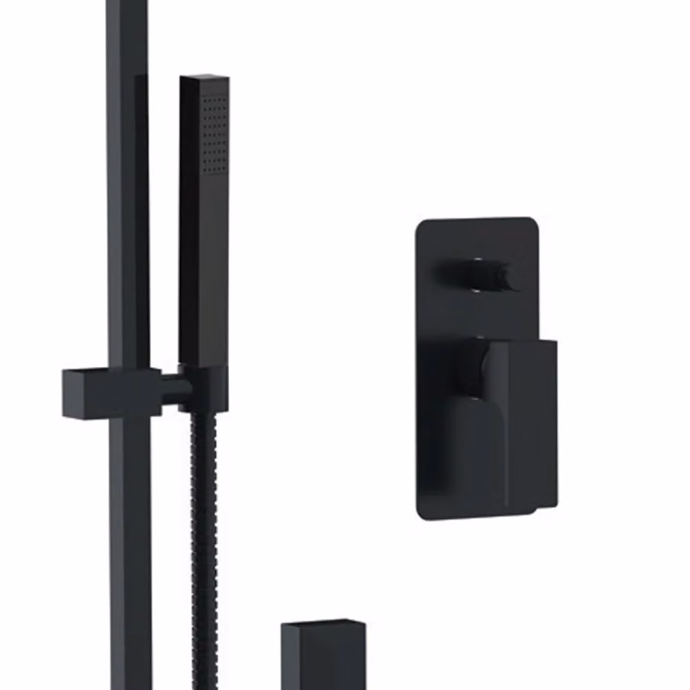 Set doccia a incasso completo Remer serie Absolute con saliscendi e doccetta in nero opaco – 2