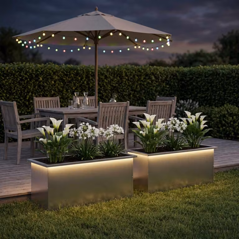 vidaXL Fioriera da giardino con LED 2 pz Argento 40 x 100 x 40 cm