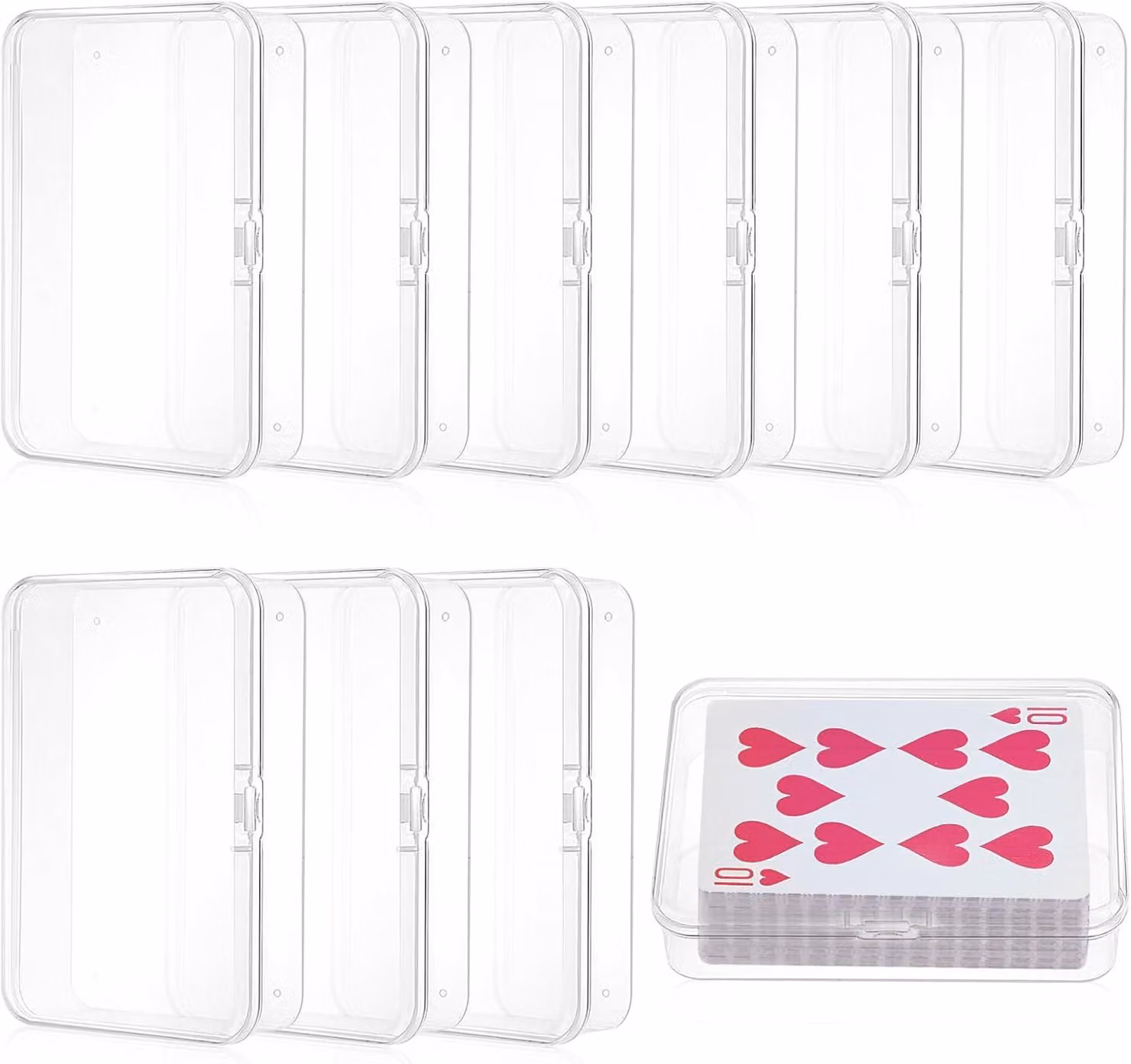Scatole trasparenti per la conservazione delle carte da gioco, confezione da 10 pezzi, dimensioni 9,5 x 6,5 x 2,5 cm, adatte per carte