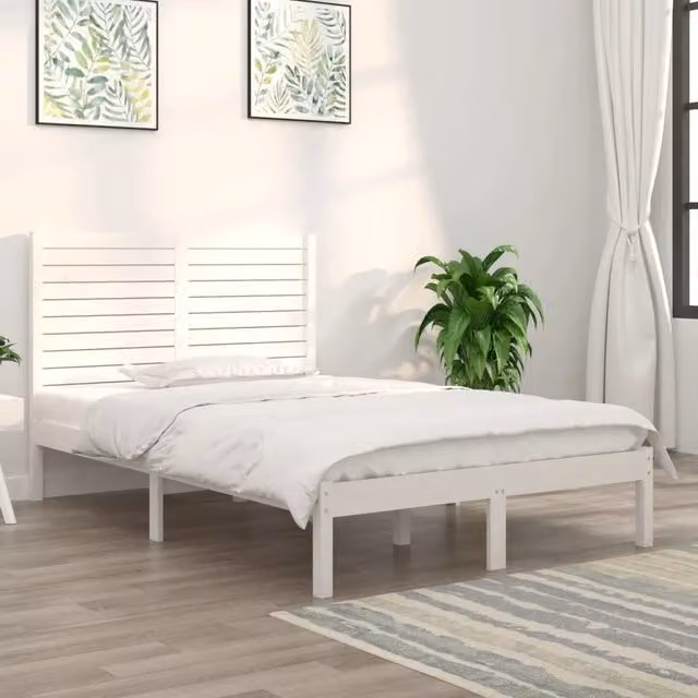 Giroletto-Struttura Letto Bianco in Legno Massello 135x190 cm Double 380561
