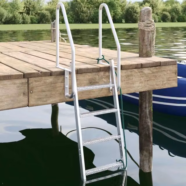 Scala da Dock a 4 Gradini vidaXL in Alluminio Argento L/P/H: 58 x 77 x 166 cm