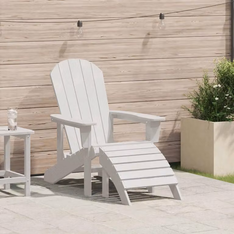 Sedia Adirondack vidaXL in plastica bianca per giardino e terrazza