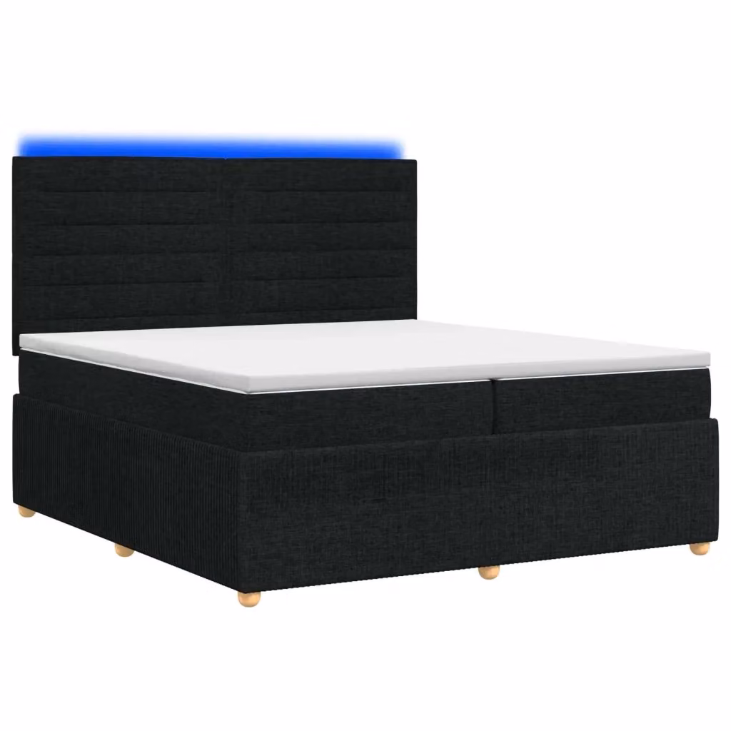 Letto Box Spring vidaXL con Materasso Ibrido e Illuminazione LED Sotto il Letto, Colore Nero e Bianco, L/P: 200 x 200 cm – 2