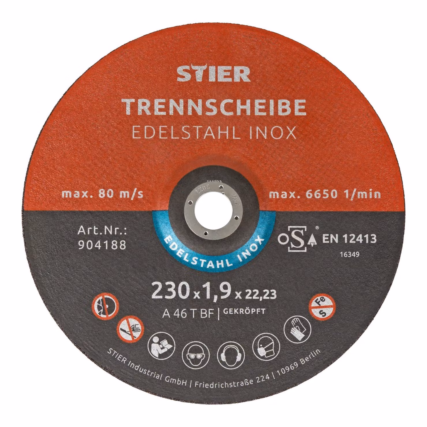 Disco da taglio STIER per acciaio inox/INOX, metallo, acciaio, Ø disco flessibile: 230 x 1,0 x 22,23 mm, diritto, set di 25 pezzi, per smerigliatrici angolari