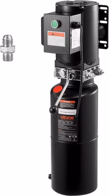 Pompa Idraulica Elettrica 220V 2,2kW Serbatoio 10L, Centralina a Semplice Effetto Portata 6,3 L/min 22 MPa per Rimorchi e Ribaltabili, Robusta Nero
