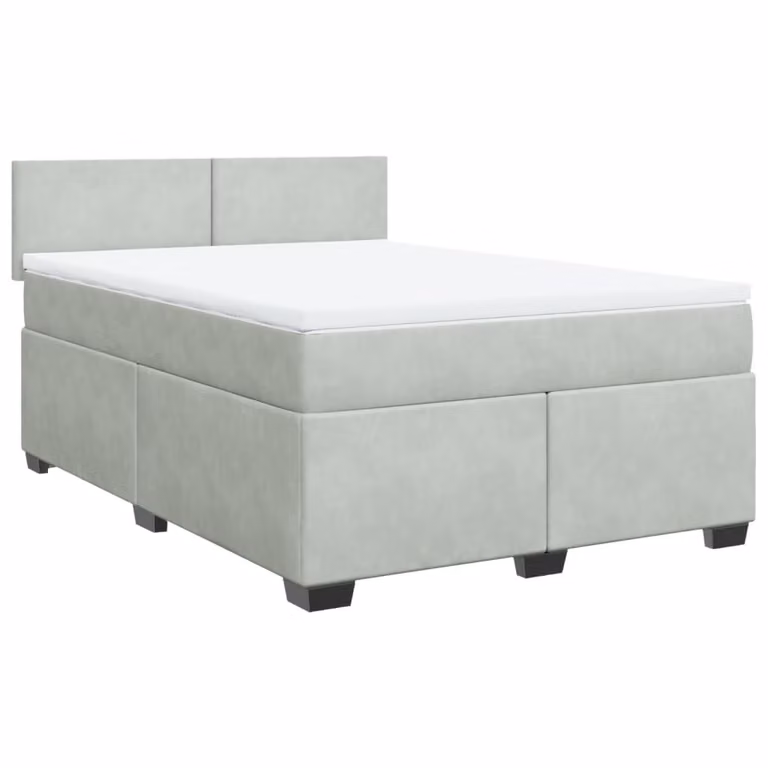 Giroletto a Molle con Materasso Grigio Chiaro 140x200cm Velluto