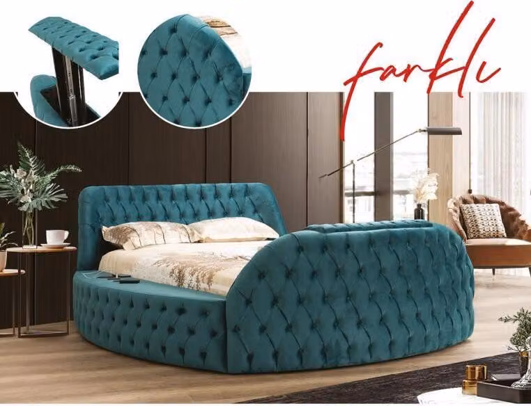 Multifunktion Bett Regal USB Ladestation Doppel Textil Betten 180x200