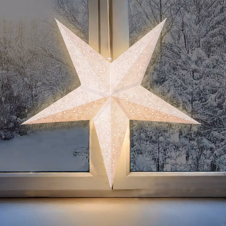 Stella di carta a LED in bianco con timer a batteria - Ø 60 cm - decorazione natalizia da appendere - stella natalizia da decorazione luce natalizia luce d'atmosfera stella per Natale Avvento inverno