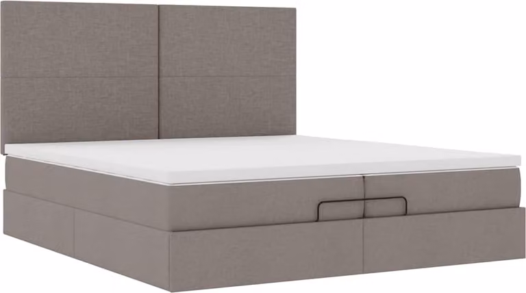 Struttura Letto Pouf con Materassi Tortora 200x200 cm Tessuto