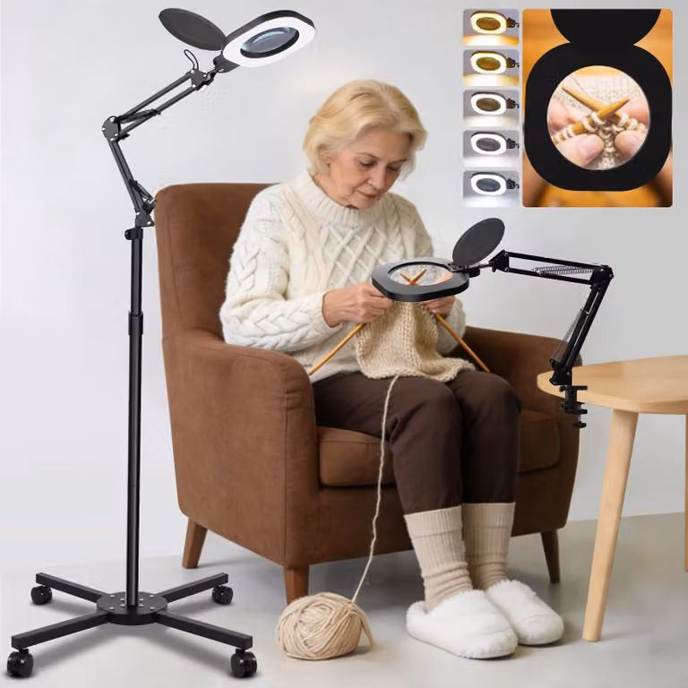 Lente d'ingrandimento 10x con illuminazione, supporto per l'uso a mani libere, ideale per hobby e lavori di precisione