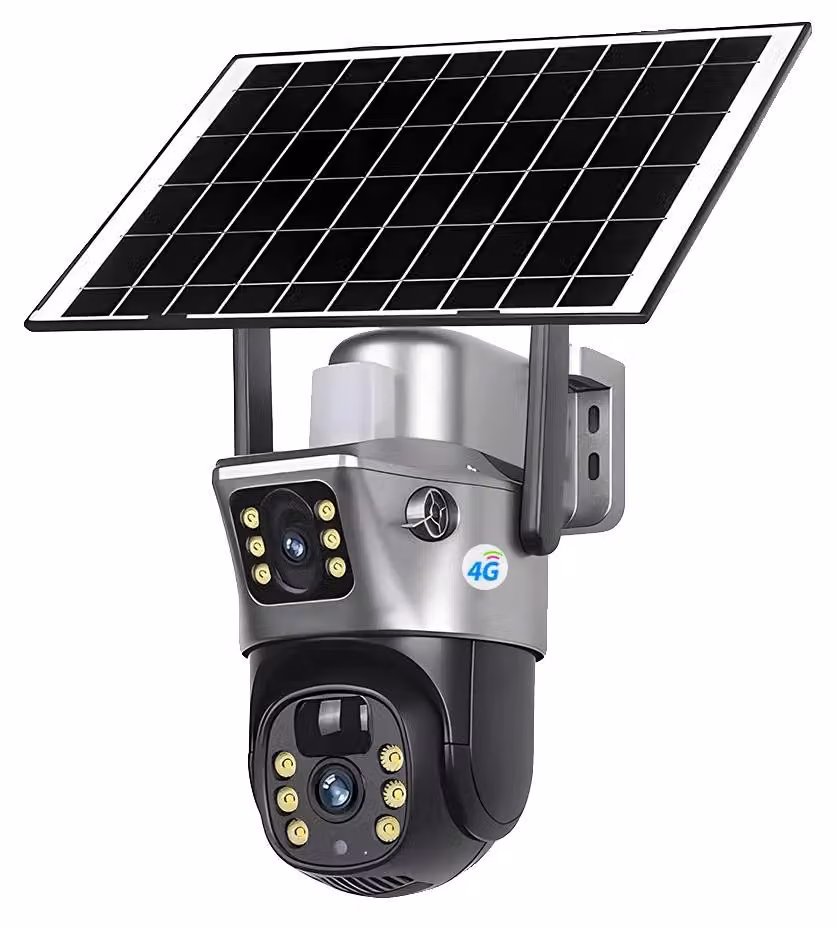 Telecamera solare, doppio obiettivo, visione notturna, telecamera 4G senza scheda SD