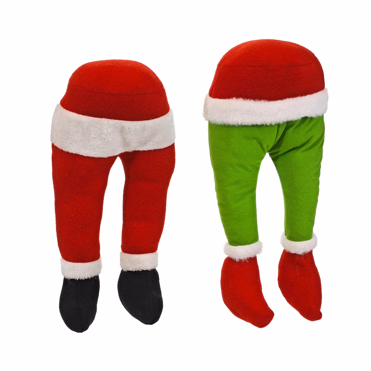 Decorazione Gambe Natalizie Santa VESTIAMO CASA, Colore Rosso e Verde, Altezza: 46 cm