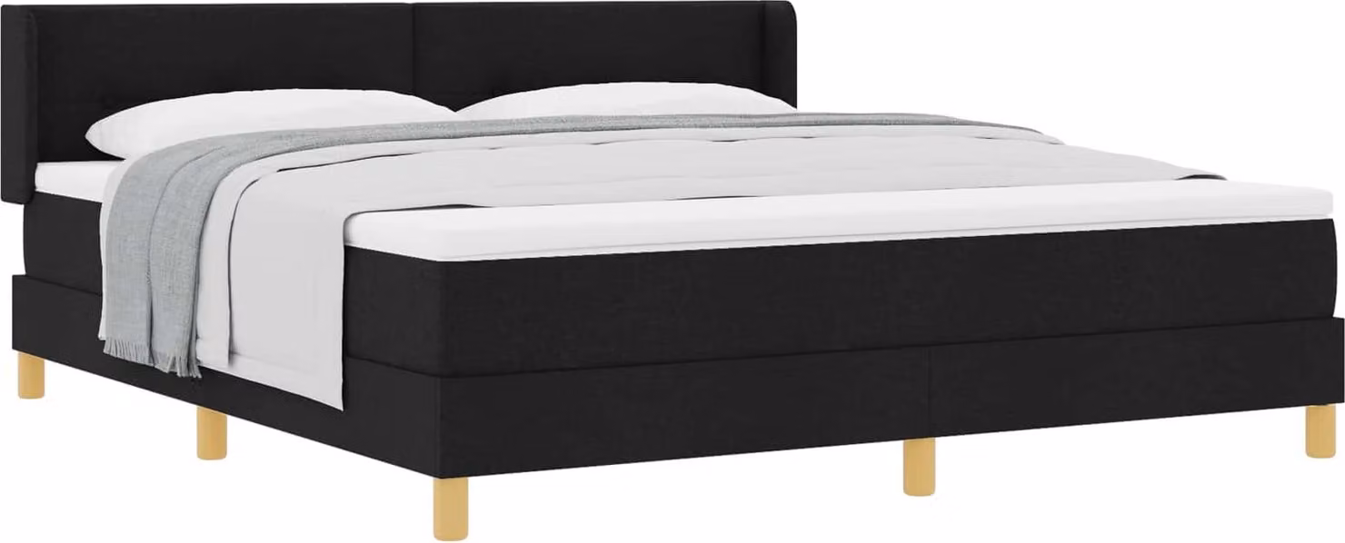 Maison Exclusive - Letto boxspring con testiera, nero, 200 x 180 cm, tessuto