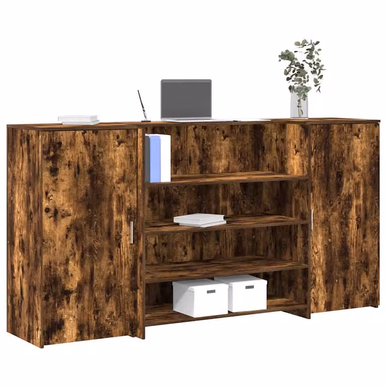 vidaXL Banco Reception Moderno in Legno Rovere Fumo, L 200 cm x P 50 cm x H 103,5 cm
