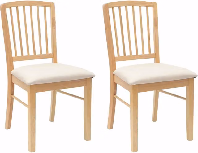 Set di 2 sedie da pranzo moderne in legno e tessuto beige, L 50 cm x P 52,5 cm x H 91 cm