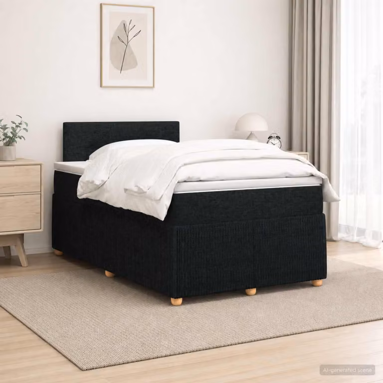 Maison Exclusive - Letto boxspring con materasso nero 120 x 200 cm Tessuto