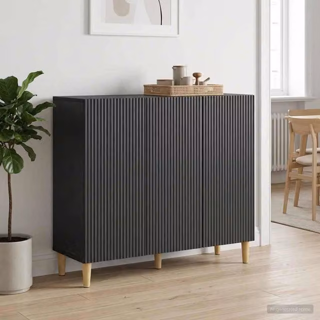Credenza moderna vidaXL in legno MDF nero L: 89 cm, P: 34,5 cm, H: 80 cm – 1