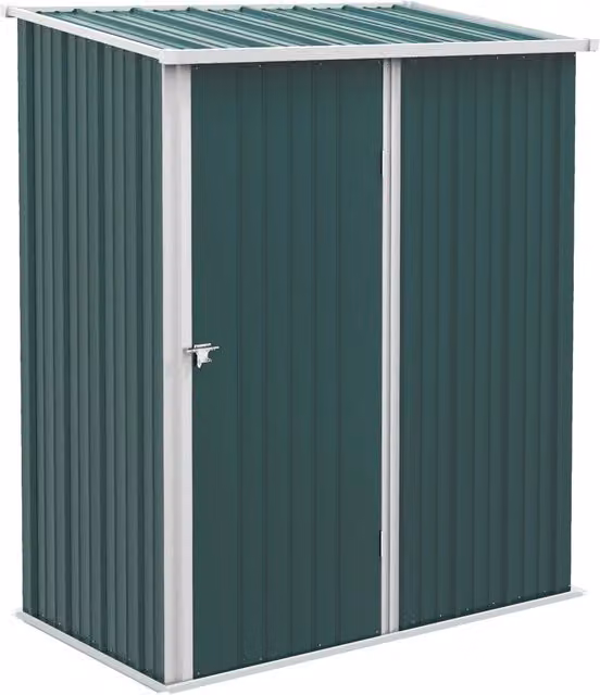 Casetta da Giardino in Acciaio Porta Attrezzi con Catenaccio, 161.5x94.5x196cm, Verde