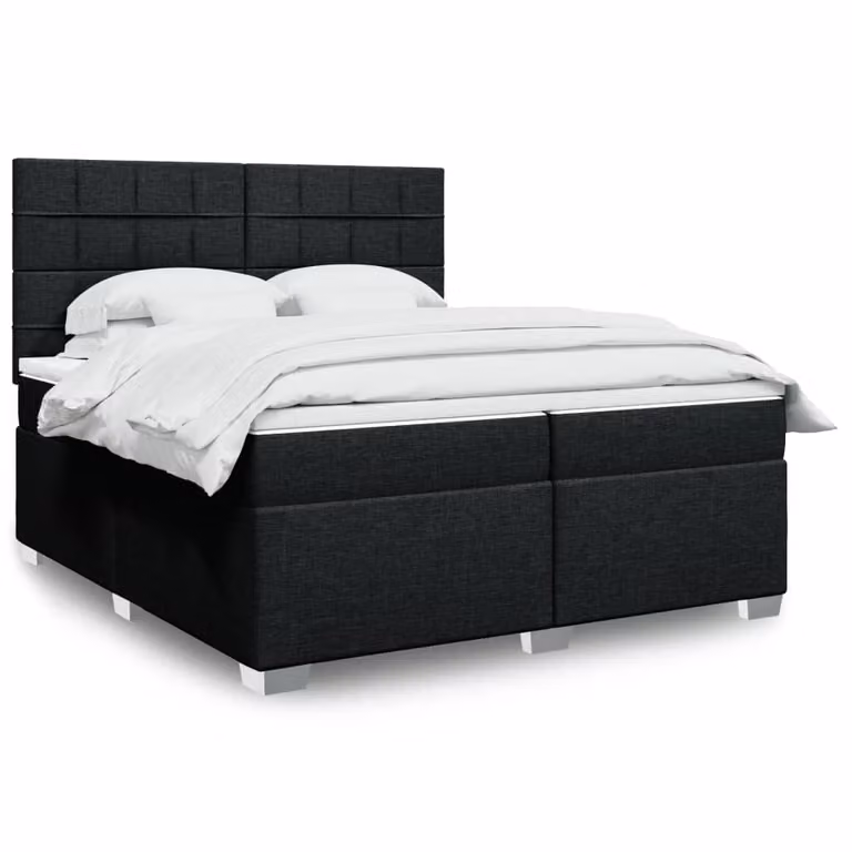 vidaXL Giroletto a Molle Ibrido con Materasso in Tessuto Nero 200x200 cm