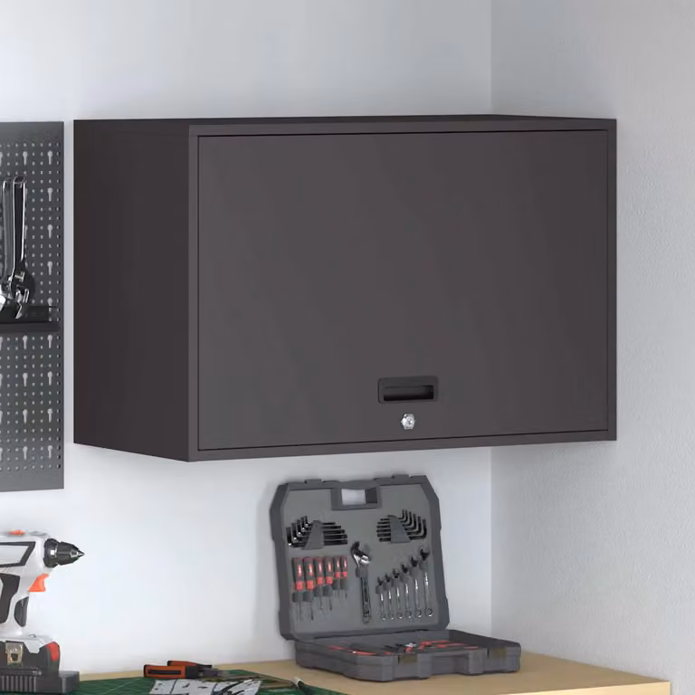 Armadio a muro vidaXL per garage e giardino, Nero opaco, L 80 cm x P 40 cm x H 53 cm