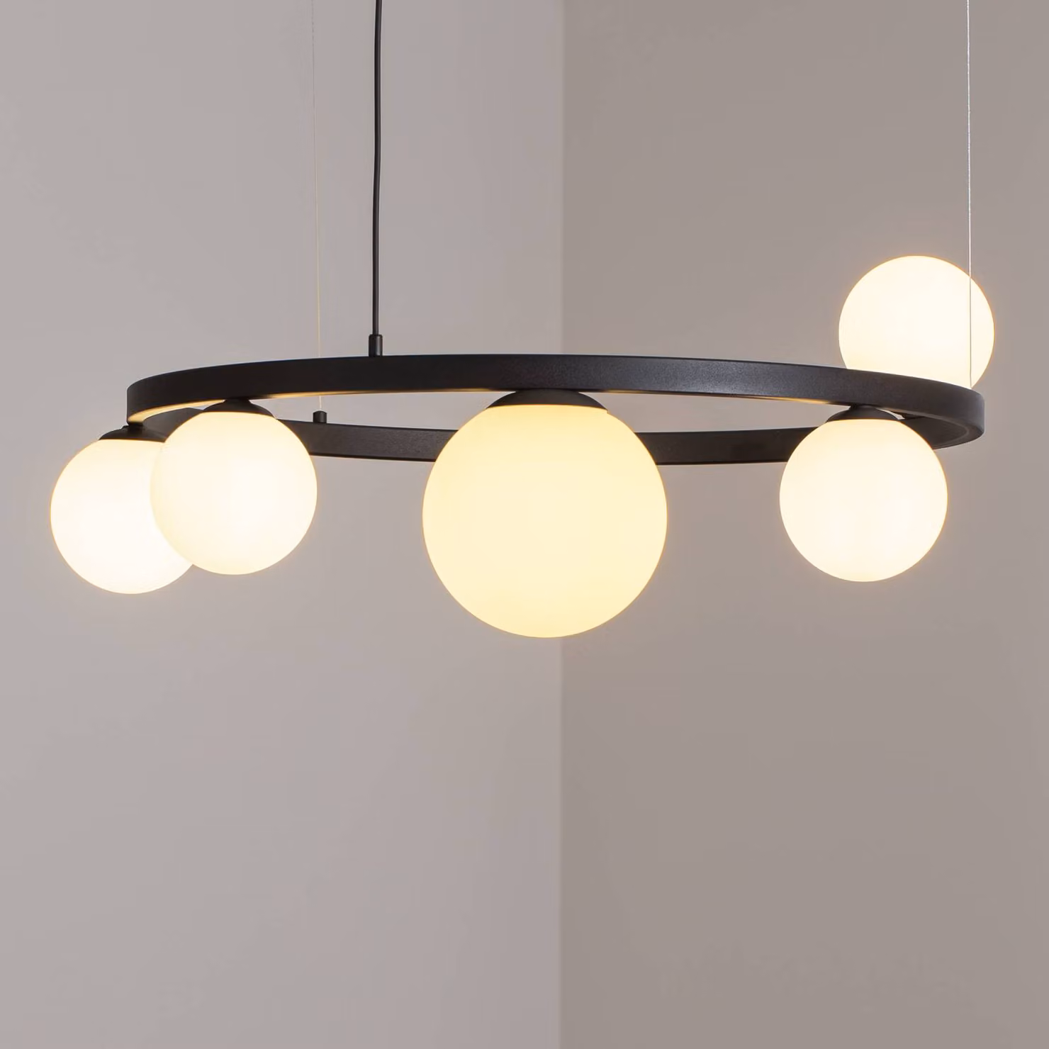 Lampada a sospensione Garda 5 ALDEX, dimmerabile, Nero, Soggiorno / Sala da pranzo, Metallo, Moderno, Lampada a sospensione