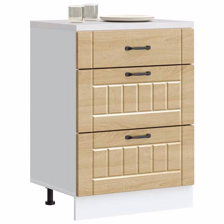 Base da cucina vidaXL Lucca in legno multistrato, colore marrone e beige, L: 60,0 cm, P: 46,0 cm, H: 81,5 cm